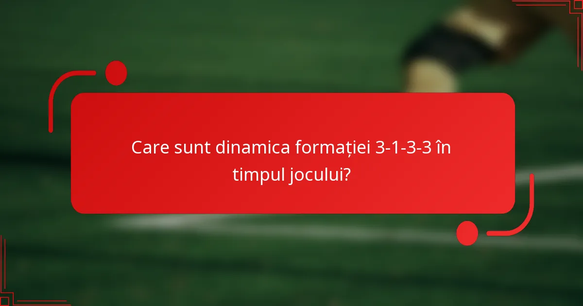 Care sunt dinamica formației 3-1-3-3 în timpul jocului?