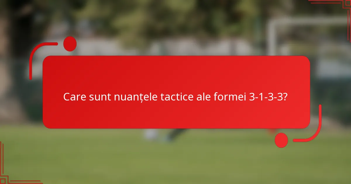 Care sunt nuanțele tactice ale formei 3-1-3-3?
