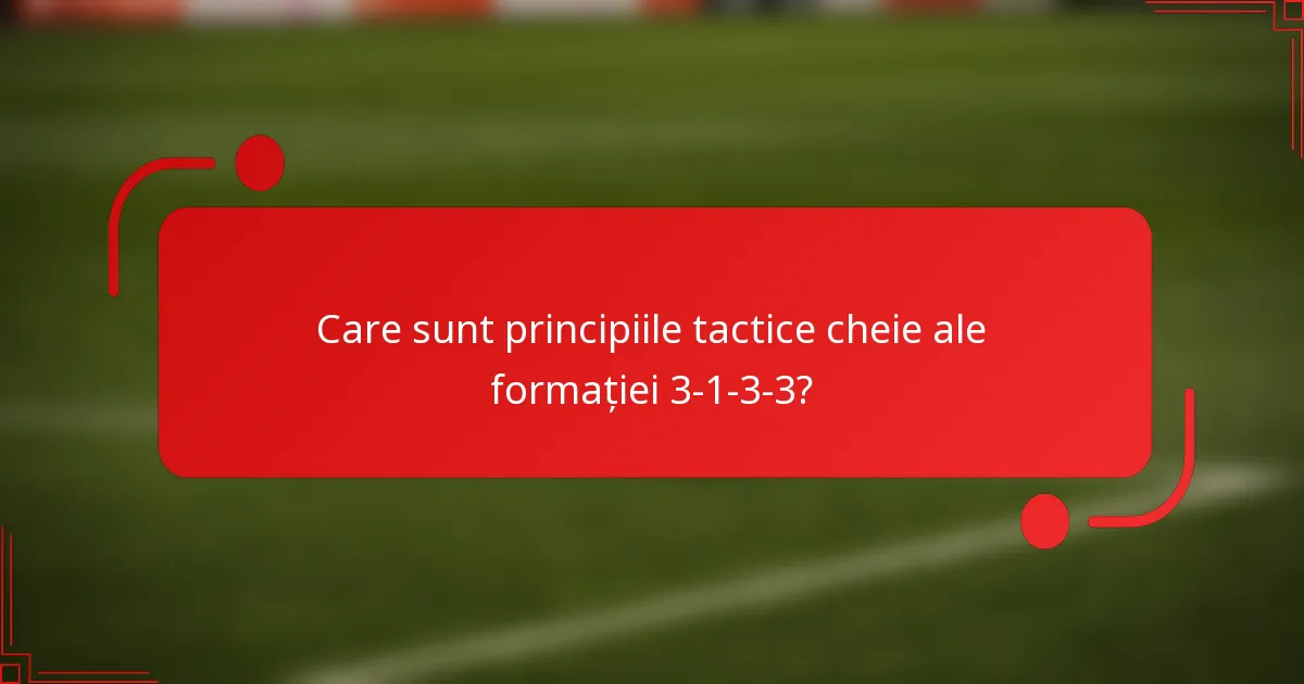 Care sunt principiile tactice cheie ale formației 3-1-3-3?
