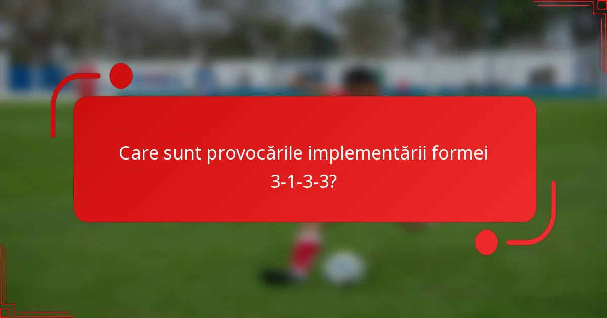 Care sunt provocările implementării formei 3-1-3-3?
