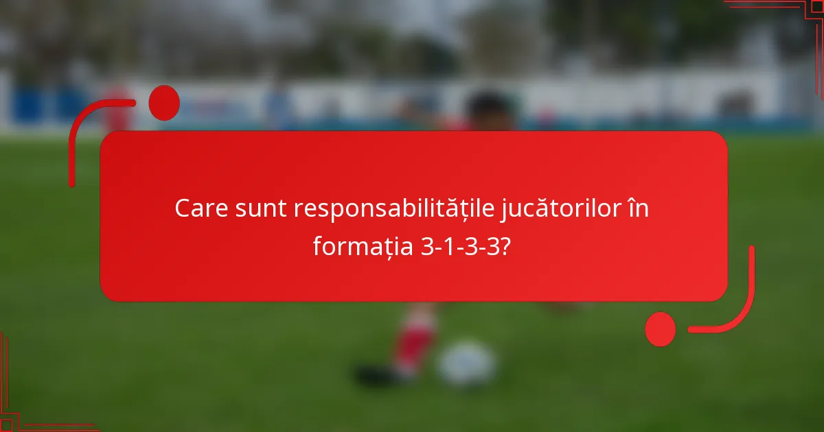 Care sunt responsabilitățile jucătorilor în formația 3-1-3-3?