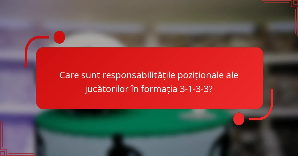 Care sunt responsabilitățile poziționale ale jucătorilor în formația 3-1-3-3?