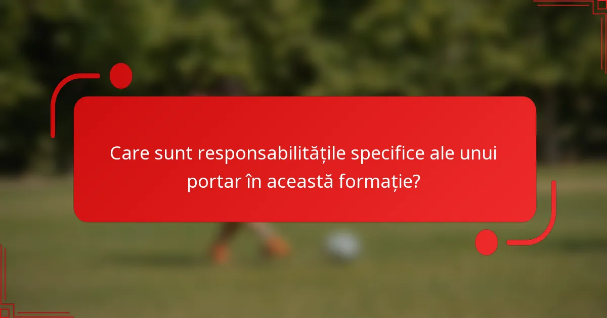 Care sunt responsabilitățile specifice ale unui portar în această formație?