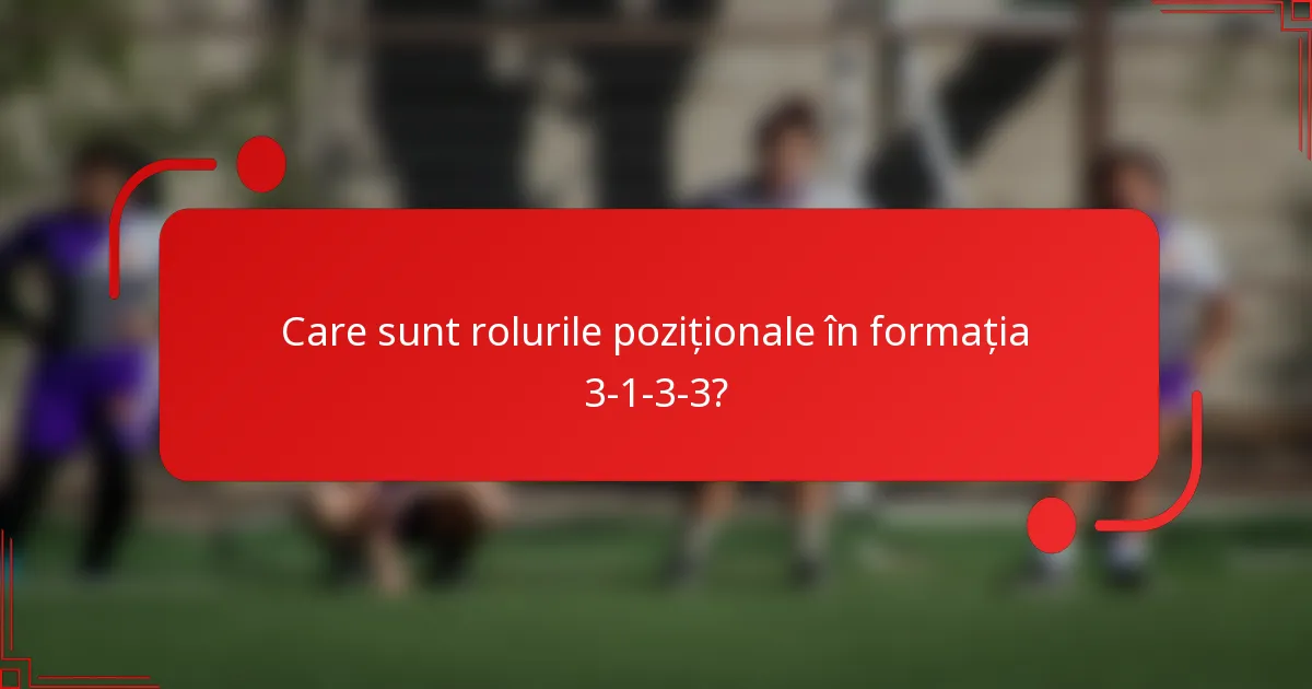 Care sunt rolurile poziționale în formația 3-1-3-3?