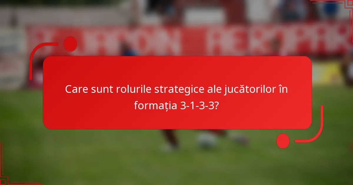 Care sunt rolurile strategice ale jucătorilor în formația 3-1-3-3?
