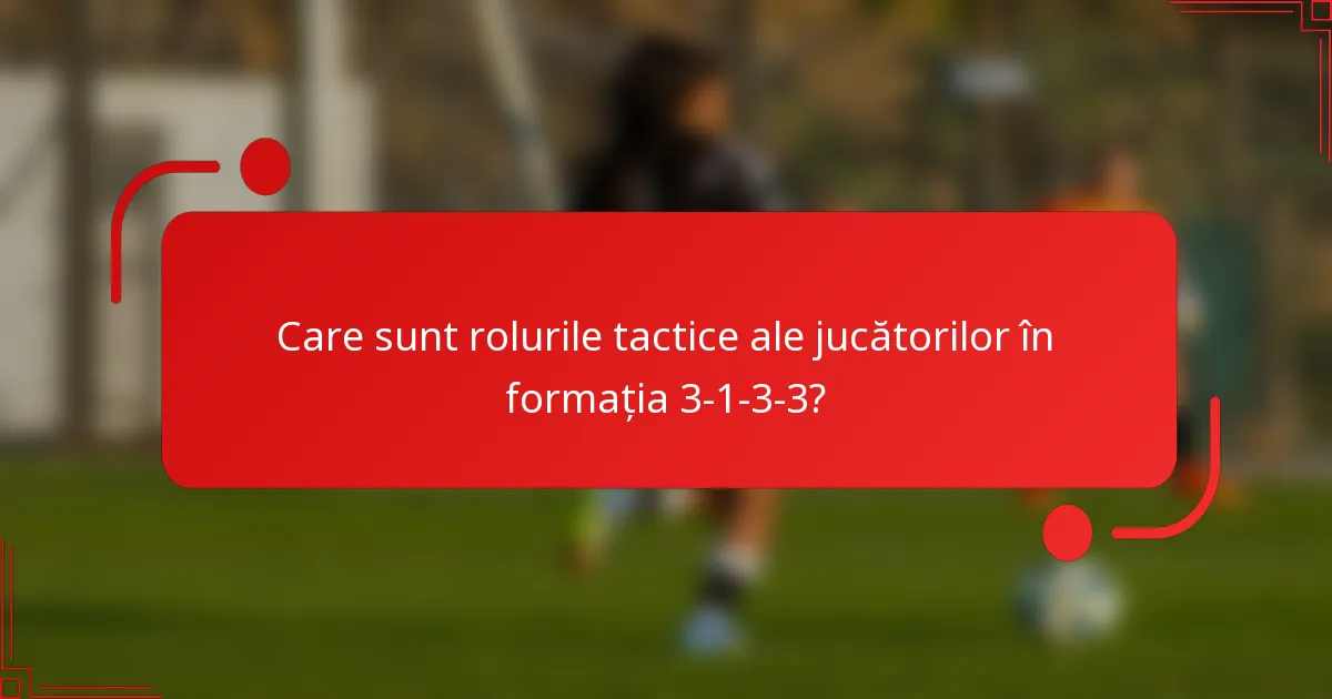 Care sunt rolurile tactice ale jucătorilor în formația 3-1-3-3?