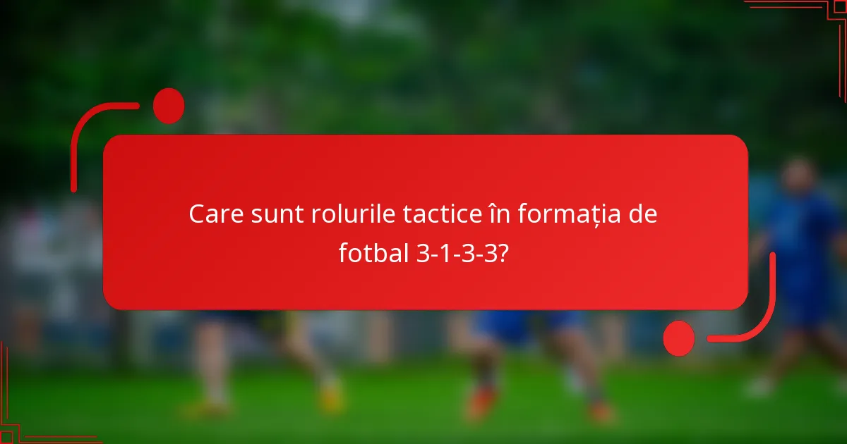Care sunt rolurile tactice în formația de fotbal 3-1-3-3?