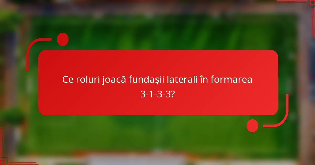 Ce roluri joacă fundașii laterali în formarea 3-1-3-3?