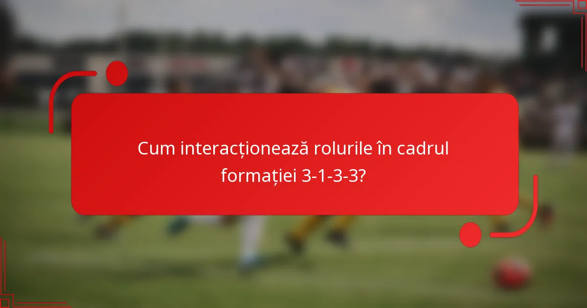 Cum interacționează rolurile în cadrul formației 3-1-3-3?