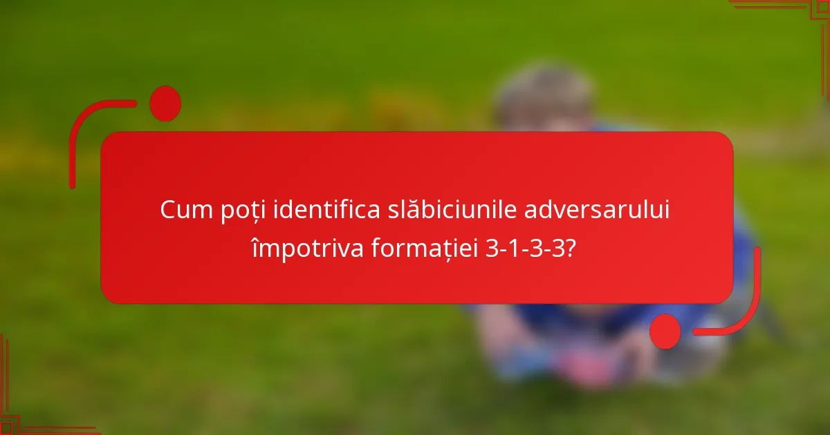 Cum poți identifica slăbiciunile adversarului împotriva formației 3-1-3-3?