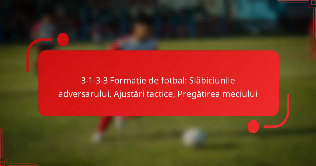 3-1-3-3 Formație de fotbal: Slăbiciunile adversarului, Ajustări tactice, Pregătirea meciului