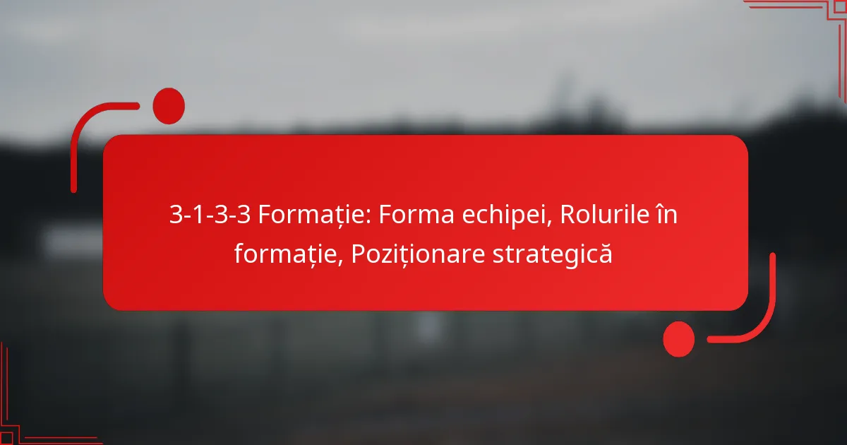 3-1-3-3 Formație: Forma echipei, Rolurile în formație, Poziționare strategică