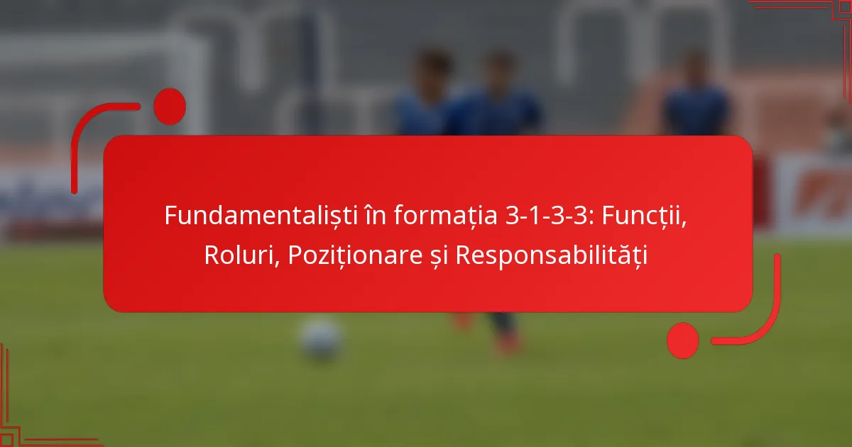 Fundamentaliști în formația 3-1-3-3: Funcții, Roluri, Poziționare și Responsabilități