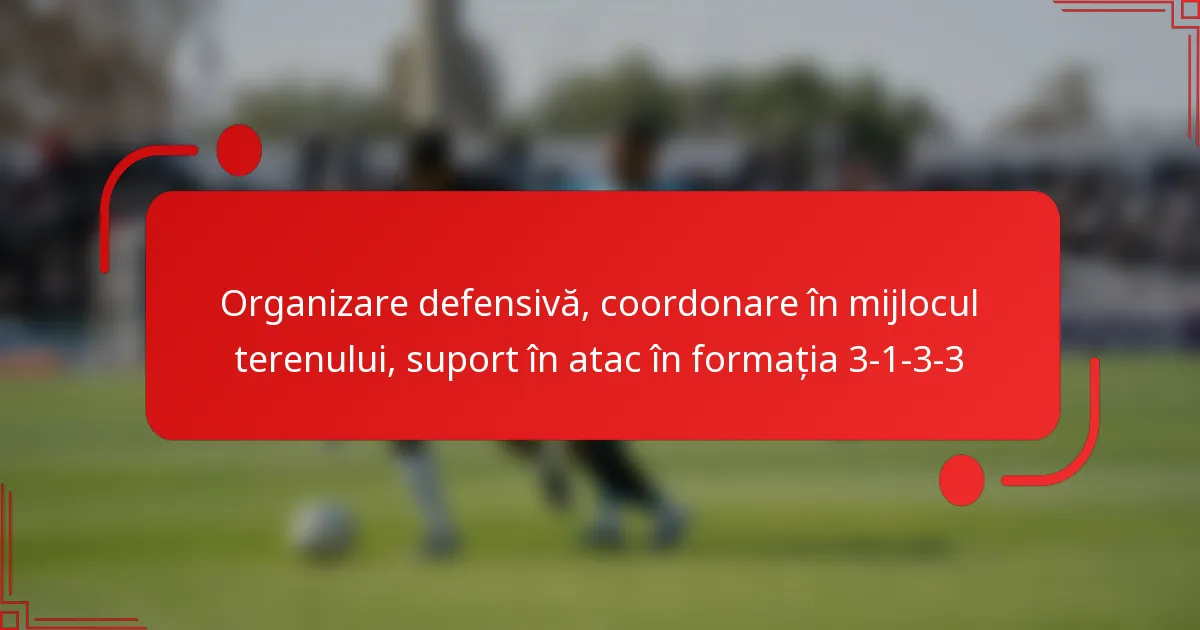 Organizare defensivă, coordonare în mijlocul terenului, suport în atac în formația 3-1-3-3